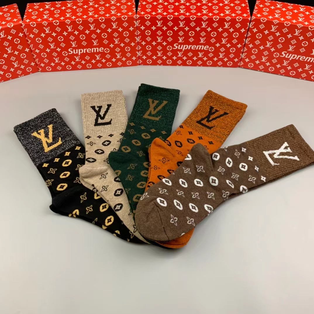 louis vuitton socks brown